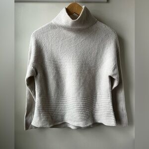 HELMUT LANG‎ Soft Ribbed Knit Cropped Mock Neck Sweater Essential Cream Boxy M